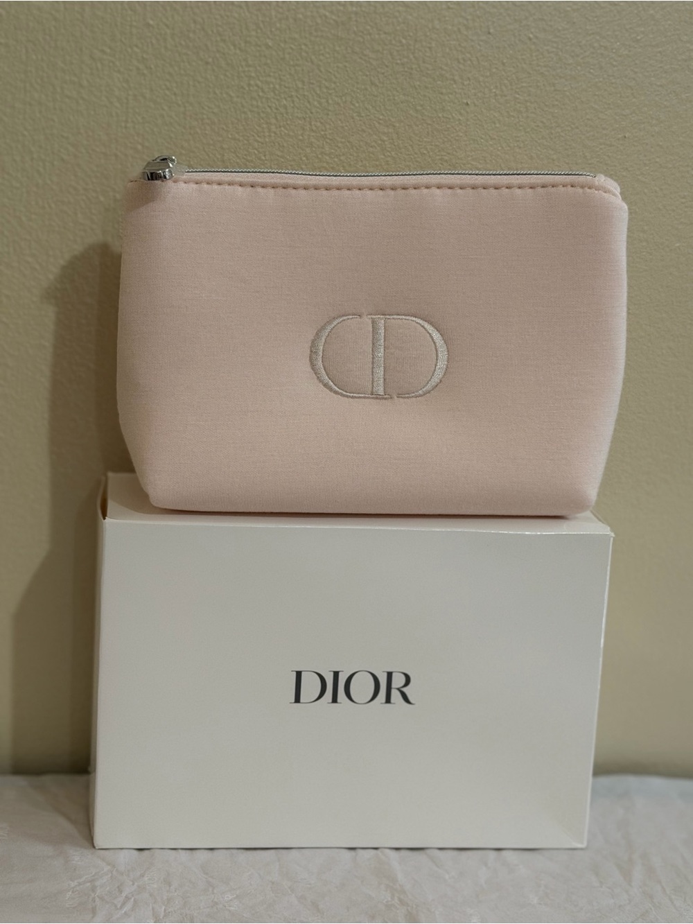 Dior Pale Pink CD Embroidered Cosmetic Pouch